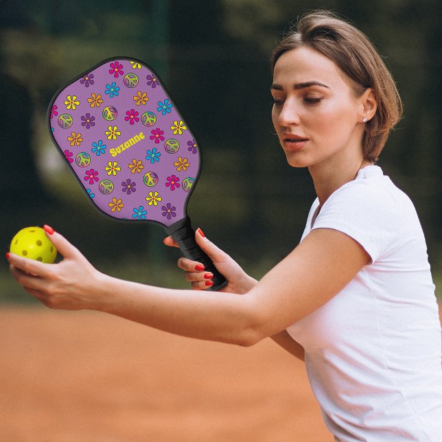 Groovy Hippie Peace and Blume Dusche Pickleball Schläger (Von Creator hochgeladen)