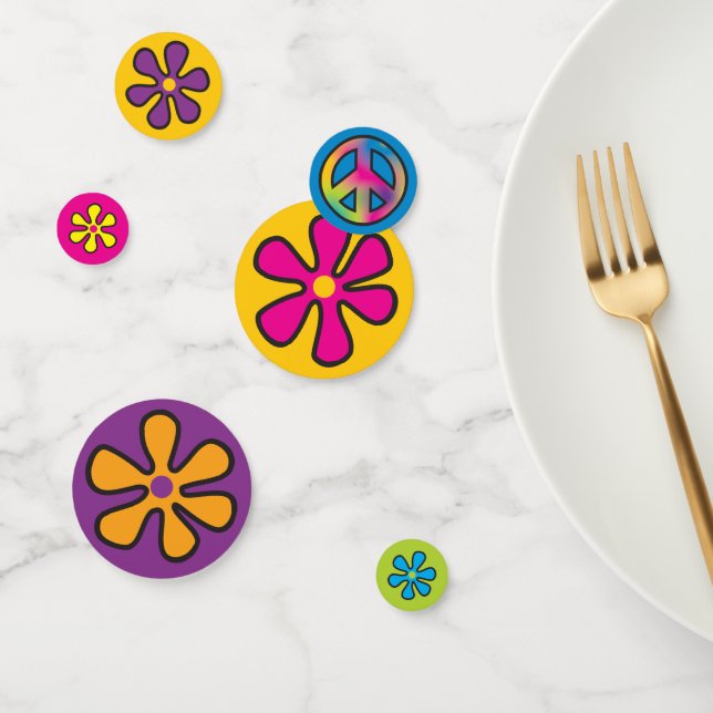 Groovy Hippie Peace and Blume Power Konfetti (Gruppe)