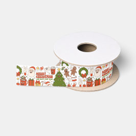 Groovy Hippie Retro Frohe Weihnachten Weihnachten Satinband