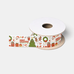 Groovy Hippie Retro Frohe Weihnachten Weihnachten Satinband