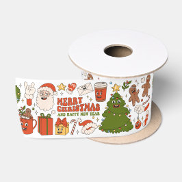 Groovy Hippie Retro Frohe Weihnachten Weihnachten Satinband