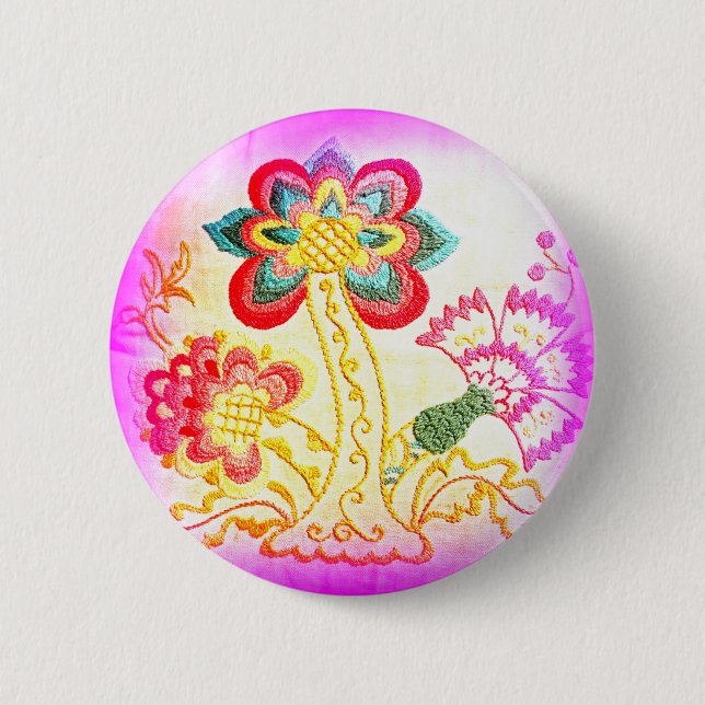 Groovy Hippie Stik Pink Palm Tree Button (Vorderseite)