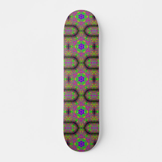 Groovy Hippie-Styled Flower/Stars Skateboard (Vorne)