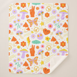 Groovy Hippie Trippy Retro Blume Funky Vibes Sherpadecke