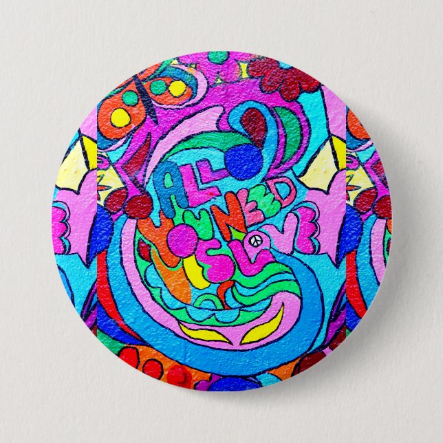 groovy Hippieart-Liebeknopf Button (Vorderseite)