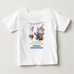 "Groovy Hippo Birthday Bash Bonanza!" Einladung Baby T-shirt