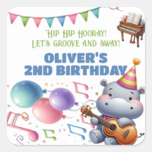 "Groovy Hippo Birthday Bash Bonanza!" Einladung