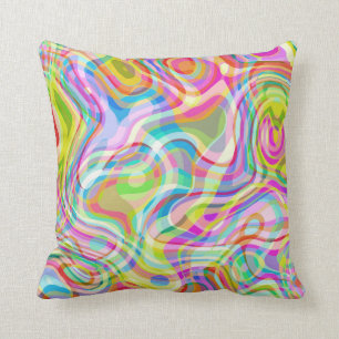 Groovy Hippy Retro Rainbow Surface Pattern  Kissen