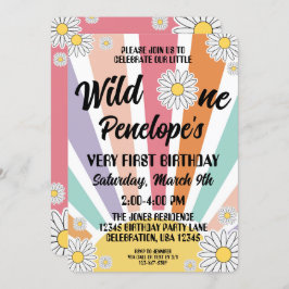 Groovy Hippy Sun & Daisy 1. Geburtstag Einladung