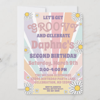 Groovy Hippy Sun & Daisy Girls Einladung zum Gebur