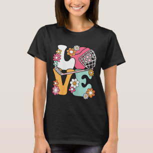 Groovy Hockey Liebe Eishockey Liebhaber Frauen Mäd T-Shirt