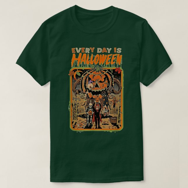 Groovy Horror Giant Pumpkin Monster Jagen Spooky T-Shirt (Design vorne)