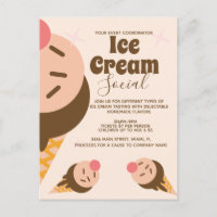 Groovy Ice Cream Cone Sozialer Flyer Einladung