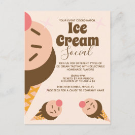 Groovy Ice Cream Cone Sozialer Flyer Einladung Postkarte