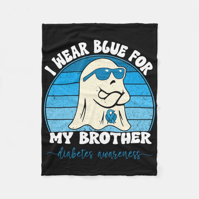 Groovy Ich trage Blau für meinen Bruder Diabetes T Fleecedecke (Vorderseite)