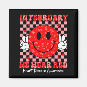 Groovy im Februar tragen wir Rot für Herzkrankheit Magnet