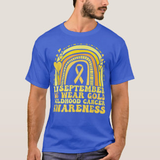 Groovy In September We Wear Gold Childhood Cancer  T-Shirt