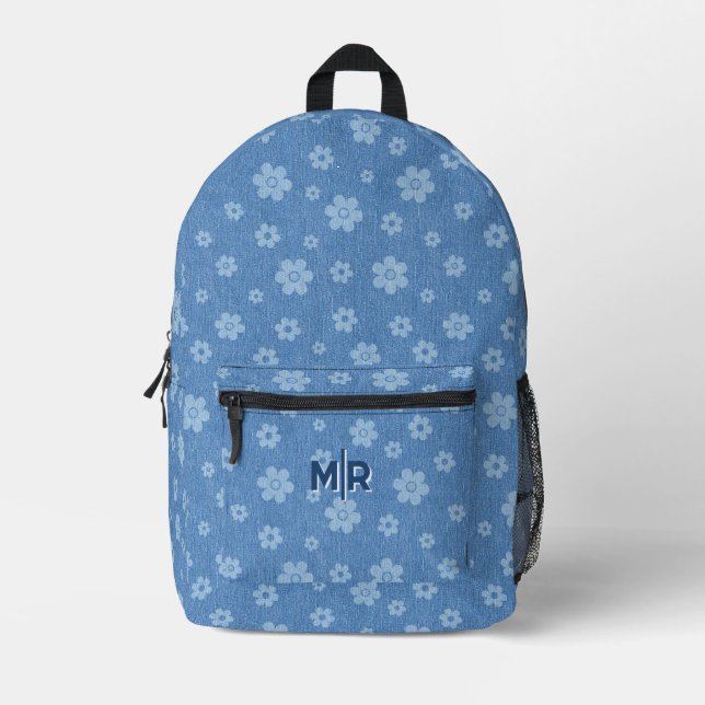 Groovy Indigo Bloom Bedruckter Rucksack (Vorderseite)