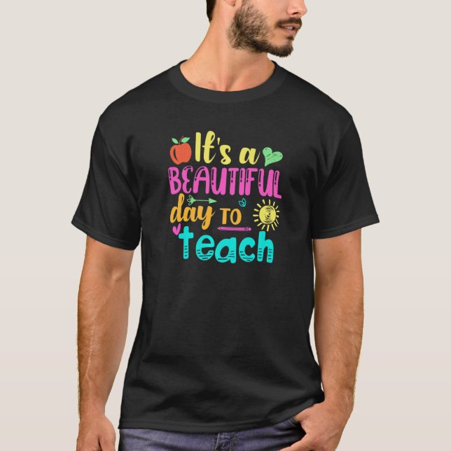 Groovy It's Beautiful Day To Teach Teacher   T-Shirt (Vorderseite)