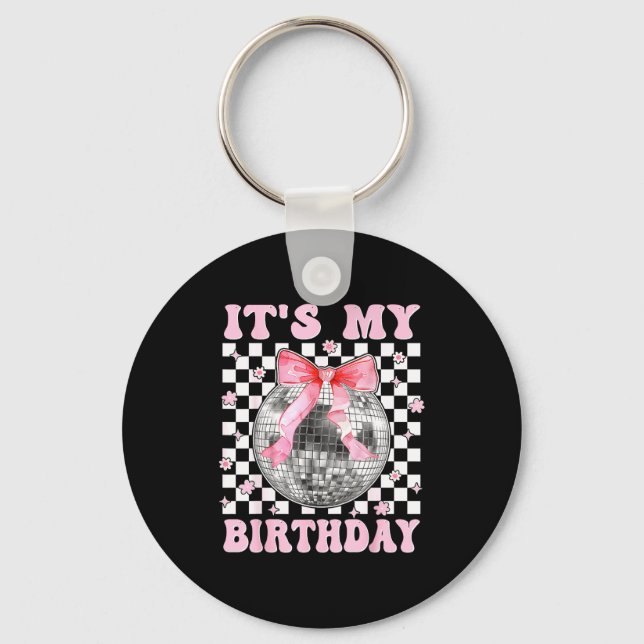 Groovy It's My Birthday Teens Girls Disco Ball Coq Schlüsselanhänger (Vorderseite)