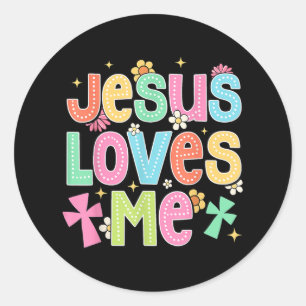 Groovy Jesus liebt mich Biblisch Christliche Kirch Runder Aufkleber