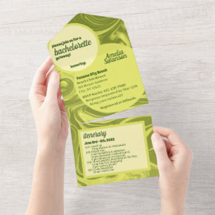 Groovy-Junggesellinnenabschied: Alles in einer Ein All In One Einladung