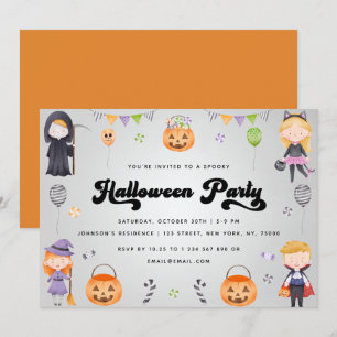 Groovy Kids Halloween Kostüm Party fallen Einladun Einladung