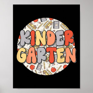 Groovy Kindergarten Vibes Retro Lehrer Kinder zurü Poster
