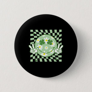 Groovy Kleeblatt Smile Face St Patricks Day Men Ki Button