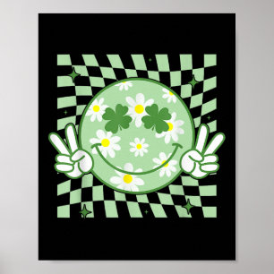 Groovy Kleeblatt Smile Face St Patricks Day Men Ki Poster
