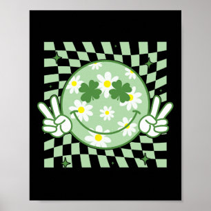 Groovy Kleeblatt Smile Face St Patricks Day Men Ki Poster