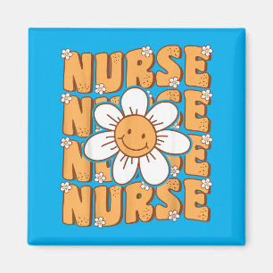 Groovy Krankenschwester Süße Gänseblümchen Retro S Magnet