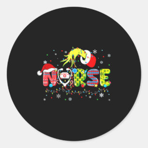 Groovy Krankenschwester Weihnachten Xmas Santa Rn Runder Aufkleber