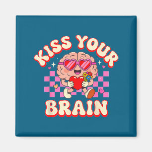 Groovy Küsse dein Gehirn Retro Valentinstag Lehrer Magnet
