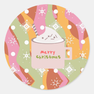 Groovy Lagerfeuer-Tasse Weihnachten  Runder Aufkleber