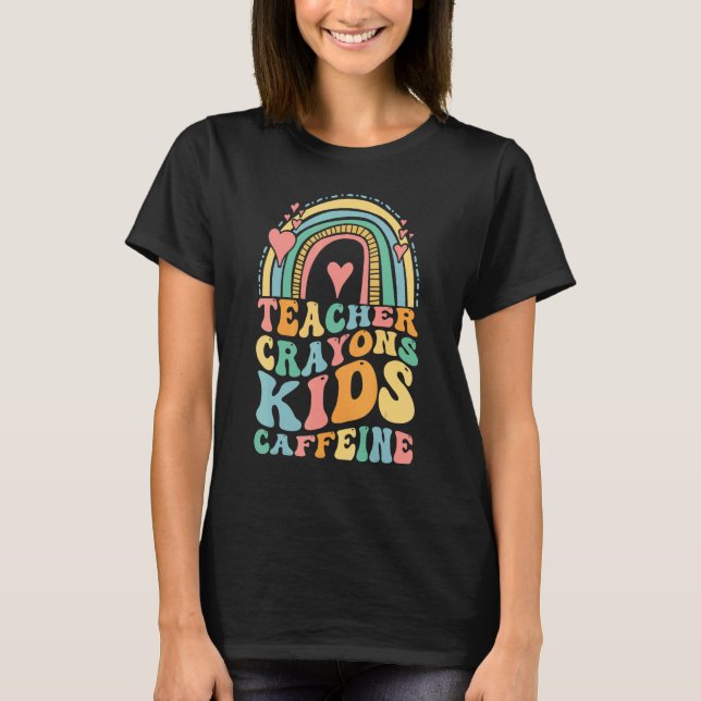 Groovy Last Day of School Teachers Crayons Kids Ca T-Shirt (Vorderseite)
