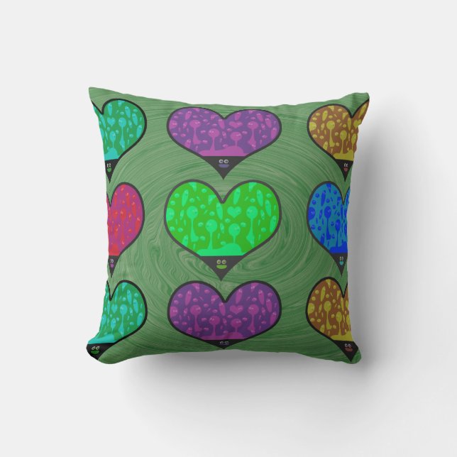 Groovy Lava Hearts Melty Fun Sixties Vibes Kissen (Vorderseite)