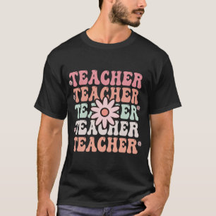 Groovy Lehrer Süß 70er Gänseblümchen Retro T-Shirt