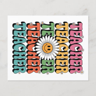 Groovy Lehrer Süße Gänseblümchen Retro Zurück in d Flyer