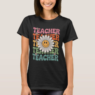 Groovy Lehrer Süße Gänseblümchen Retro Zurück zur T-Shirt