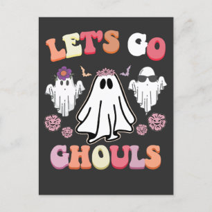 Groovy Let's Go Ghouls Halloween Ghost Retro Einladungspostkarte