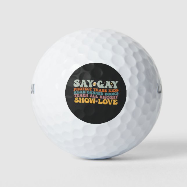 Groovy LGBT Say Gay Protect Trans Kids Read Books Golfball (Vorderseite)