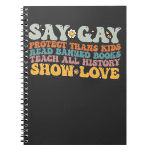 Groovy LGBT Say Gay Protect Trans Kids Read Books Notizblock