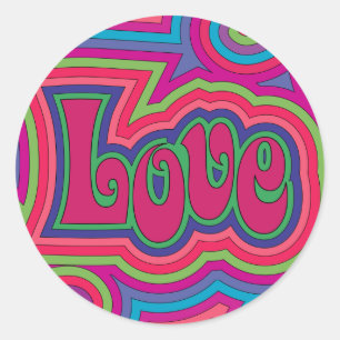 Groovy Liebe-Aufkleber Runder Aufkleber