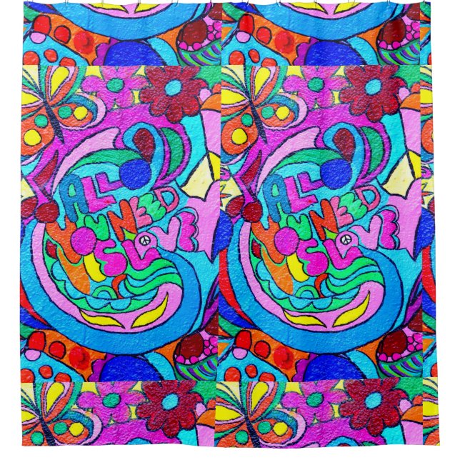 groovy Liebe des Hippie Duschvorhang (Vorderseite)