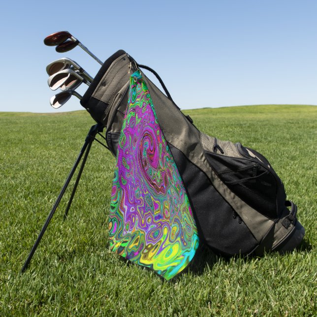 Groovy Lila Abstrakt Retro Liquid Swirl Golfhandtuch (Gras)