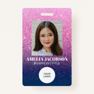 Groovy Lila Glitzer Mitarbeiter Foto-ID-Logo Ausweis