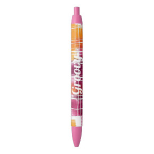 Groovy Lila Orange Kariert Gestreift Kugelschreiber