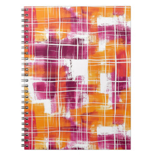 Groovy Lila Orange Kariert Gestreift   Notizblock