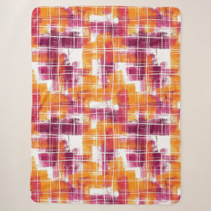 Groovy Lila Orange Kariert Gestreift Sherpadecke